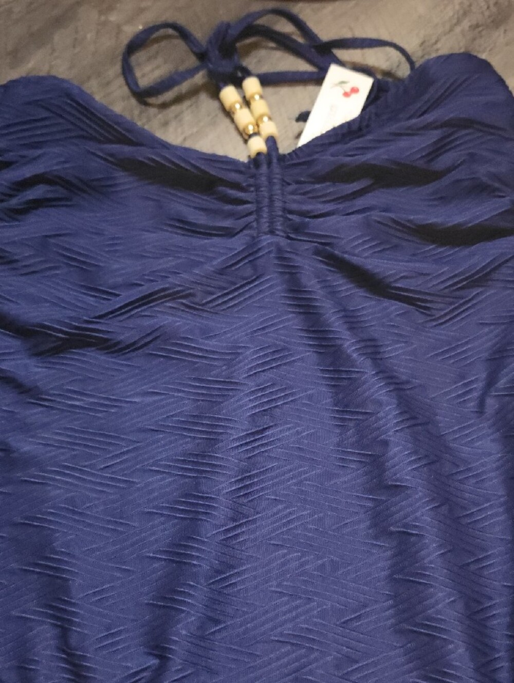 Shoshanna Navy Cinched Strapless One-Piece Swimsuit Size 8 - Picture 4 of 5